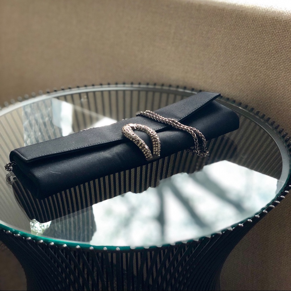 ✨HP!✨ Rodo Swarovski Black Satin Evening Bag